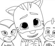 Coloriage Yoyo, Gluglu et Bibou kawaii Pyjamasques