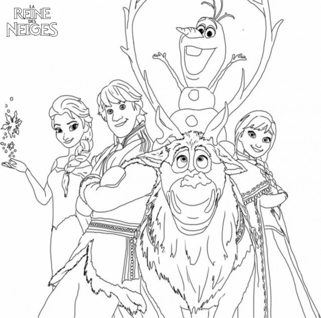 Coloriage La famille de Elsa Reine des Neiges dessin gratuit à imprimer