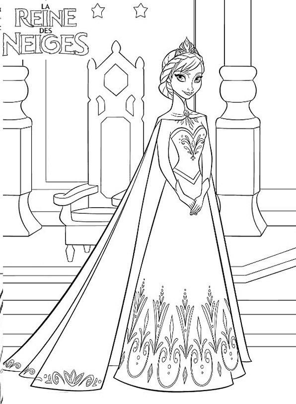 Coloriage Reine Des Neiges à Imprimer A4 Dessin Gratuit à