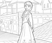 Coloriage Reine des Neiges Anna en ville