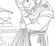 Coloriage Reine des Neiges Anna et Christophe amoureux