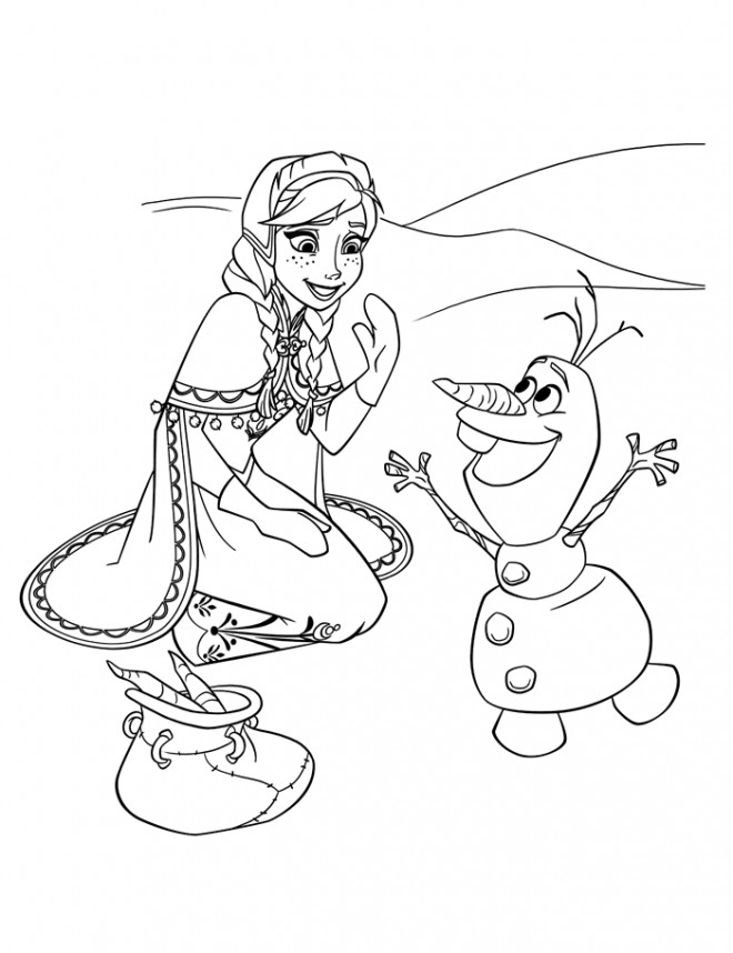 Coloriage et dessins gratuits Reine des Neiges Anna et Olaf en ligne à imprimer