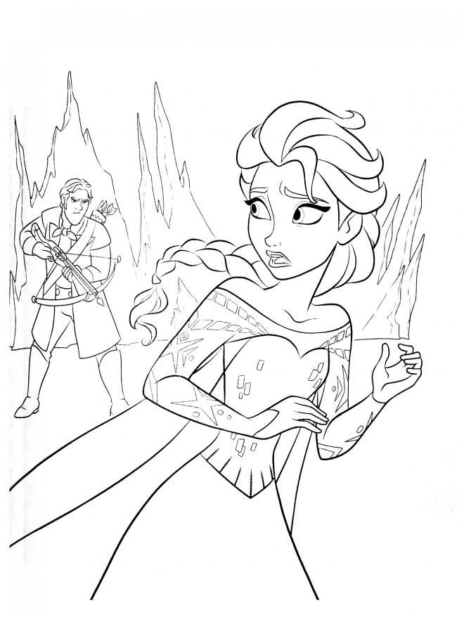 Coloriage et dessins gratuits Reine des Neiges Elsa a peur à imprimer