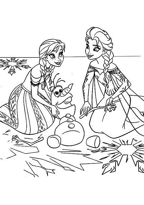 Coloriage Reine Des Neiges Elsa Anna Et Olaf Dessin Gratuit