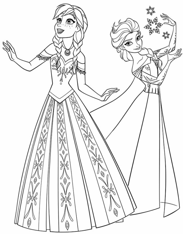 Coloriage Reine Des Neiges Elsa Et Anna En Ligne Dessin