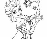 Coloriage Reine des Neiges Elsa s'entraîne