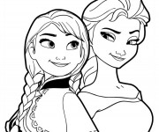 Coloriage Reine des Neiges et Anna les deux soeurs