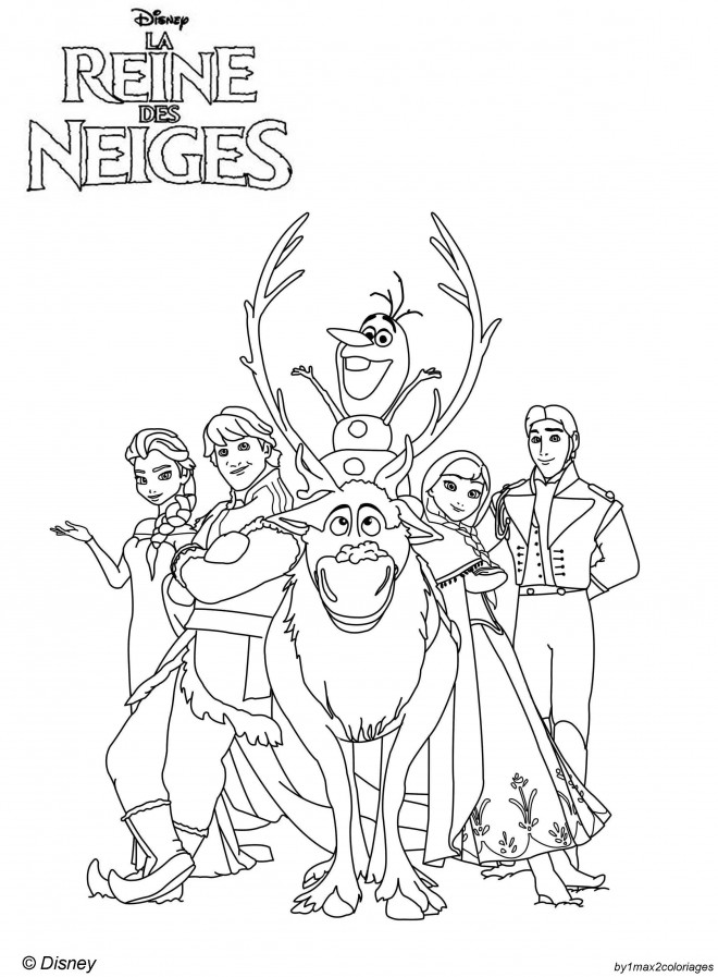 Coloriage Reine Des Neiges Et Les Personnages Dessin Gratuit