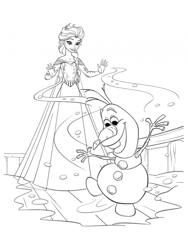 Coloriage et dessins gratuits Reine des Neiges et Olaf à imprimer