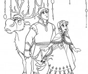 Coloriage Reine des Neiges Kristoff et Sven