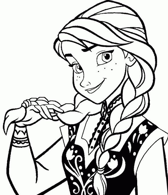 Coloriage Reine Des Neiges La Belle Anna Dessin Gratuit à