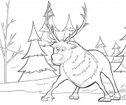 Coloriage Reine des Neiges Sven en ligne