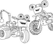 Coloriage Les motos avec visage de Ricky Zoom