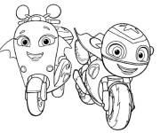 Coloriage Les motos courageux de Ricky Zoom