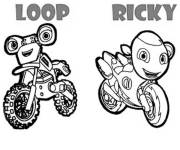 Coloriage et dessins gratuit Loop et Ricky, les deux motos amis à imprimer