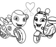 Coloriage et dessins gratuit Moto Ricky et Wizzbang amoureux à imprimer