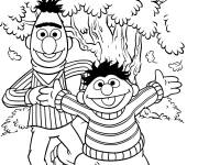 Coloriage Amis de dessin anim&eacute; Ernest et Bart