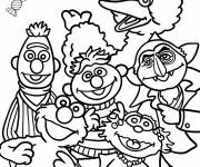 Coloriage Bart, Elmo, Toccata Zoe, Ernest et le comte von Count
