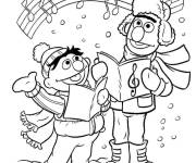Coloriage Bart et Ernest au chorus de noel