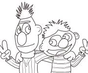 Coloriage Bart et Ernest au crayon