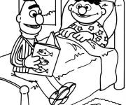 Coloriage Bart lisant une histoire de nuit &agrave; Ernest