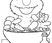 Coloriage B&eacute;b&eacute; Elmo &agrave; la cuisine