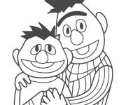 Coloriage C&acirc;lin de Ernest et Bart de dessin anim&eacute;