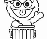 Coloriage Chibi Oscar de Rue S&eacute;same