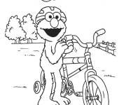 Coloriage Course &agrave; v&eacute;lo dans Rue S&eacute;same