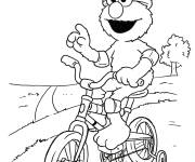 Coloriage Elmo &agrave; v&eacute;lo