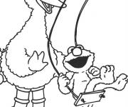 Coloriage Elmo au jeu de la balan&ccedil;oire