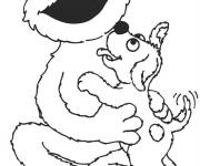 Coloriage Elmo avec le chien mignon