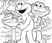 Coloriage Elmo dans la nature