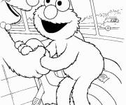Coloriage Elmo dans la voiture