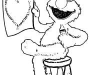 Coloriage Elmo dessine un coeur