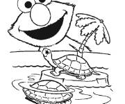 Coloriage et dessins gratuit Elmo devant une ile à imprimer
