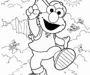 Coloriage Elmo en randonn&eacute;e