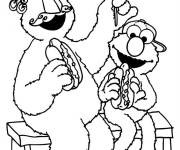 Coloriage Elmo en supportant son club