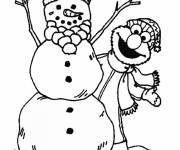 Coloriage Elmo et le bonhomme de neige