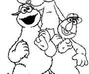 Coloriage Elmo et ses amis pendant un match de Baseball