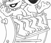 Coloriage Elmo et son amie dans le man&egrave;ge