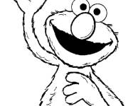 Coloriage Elmo l&egrave;ve sa main