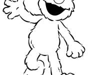 Coloriage et dessins gratuit Elmo saute en plein de joie à imprimer