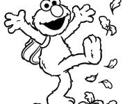 Coloriage Elmo se balade pendant l'automne