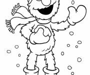 Coloriage et dessins gratuit Elmo sous la neige à imprimer