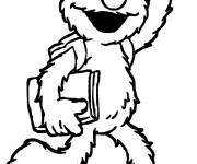 Coloriage Elmo vers l'&eacute;cole