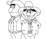 Coloriage Ernest et Bart comme des cowboys