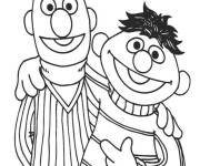 Coloriage Ernest et Bart de Rue S&eacute;same