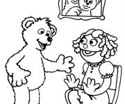 Coloriage L'ours Curly de Rue S&eacute;same