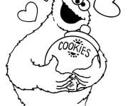 Coloriage et dessins gratuit Macaron amoureux Rue S&eacute;same à imprimer